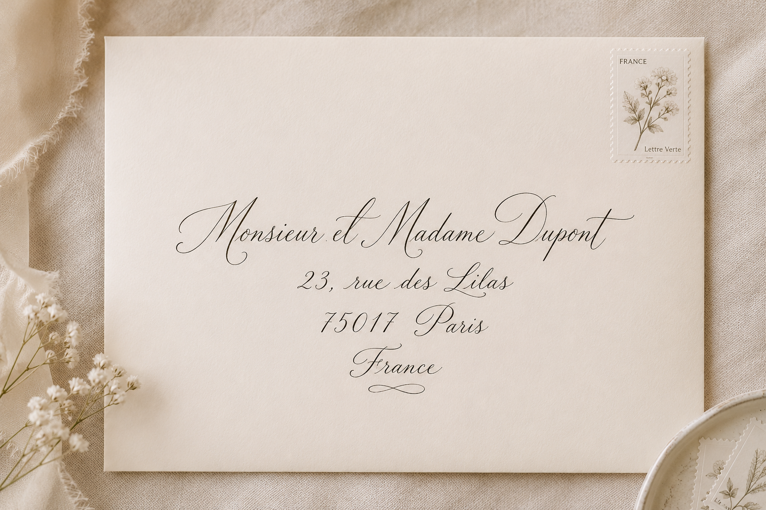 calligraphie des adresses sus enveloppe mariage